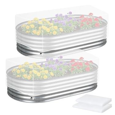 Imagem de Klmnop Pacote com 2 redes de jardim para canteiros elevados, capa de cama elevada com cordão, capas de jardim de malha fina para canteiros elevados, tela de barreira de pássaros para proteger legumes