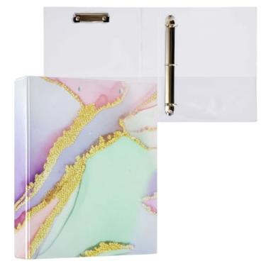 Imagem de Pasta para prancheta pastel de mármore, três argolas com prancheta de perfil, organizador de fichário de 2,5 cm, 1 pacote
