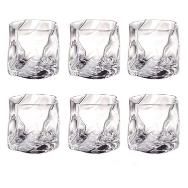 Imagem de Copo de uísque de 280 ml, conjunto caseiro, copo de vidro colorido de cerveja, copos torcidos irregulares - copo de uísque quadrado minimalista, eleve sua experiência de degustação (D)