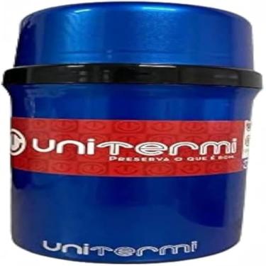 Imagem de Recipiente para bebidas quentes, pequeno, portatil, duravel, metalizado, isolado, liquido, garrafa, azul