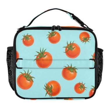 Imagem de Joisal Lancheira chique com estampa de tomate para mulheres, meninas, lancheira masculina e infantil, lancheira para trabalho, bolsa térmica para alimentos portátil para adultos