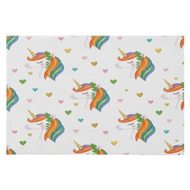 Imagem de Wassud Tapete de porta de cavalo arco-íris 61 x 89 cm, tapete de área lavável antiderrapante com suporte de borracha, tapete macio e macio para sala de estar, quarto, entrada, entrada