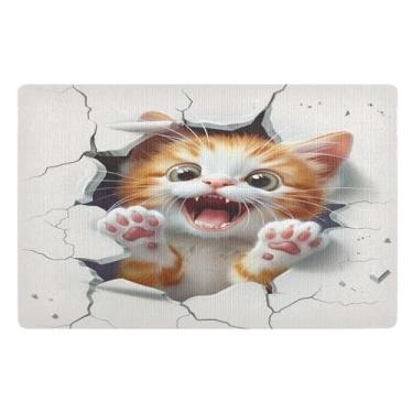 Imagem de Joisal Tapete de parede para porta da frente com adesivo de gato antiderrapante Welcome Matt Outdoor, Tapete de entrada 81 cm x 50 cm