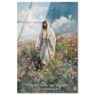 Imagem de Impressão acrílica Walk By Faith Jesus Wall Art por Art Remedy, Pronto para pendurar, 25 x 38 cm