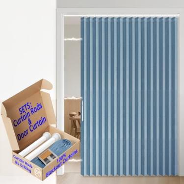 Imagem de AJAZZ Cortina de porta sanfonada 100% blackout para porta de armário de privacidade à prova de som adequadas para conjuntos de cortinas de entrada de quarto e sala de estar (1 pacote, 74 L x 78 C