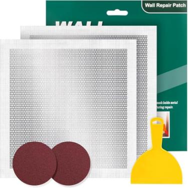 Imagem de Jegxemt Kit de reparo de drywall 8 conjuntos, 3 peças 30.5 cmx30.5 cm patch de parede autoadesivo, liga resistente à corrosão, malha de fibra de vidro, fácil de usar para furos rachaduras em reparos
