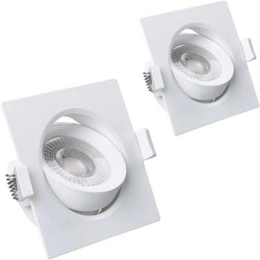 Imagem de Kit 2 Spot Led Quadrado Direcional 3W Branco Frio 6500k Bivolt - Luz F