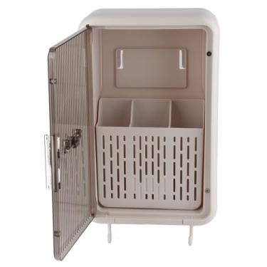 Imagem de aqxreight Porta de Pauzinha Montada na Parede Com Orifícios de Drenagem e Tampa para Armazenamento de Utensílios de Cozinha Em Cor Creme (Branco)