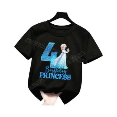 Imagem de Camiseta De Algodão Frozen Elsa Para Meninas De 1 a 9 Anos, Verão, Fes