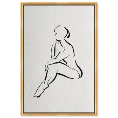 Imagem de Arte de parede minimalista com impressão em tela Black Ink Pose III por Art Remedy, moldura dourada, 40,6 x 61 cm