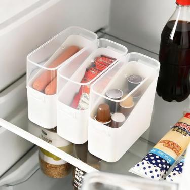 Imagem de Recipiente de armazenamento de alimentos, organizador de geladeira, 2 peças, organizador de geladeira, recipiente de armazenamento de despensa, caixa organizadora de alimentos, branco