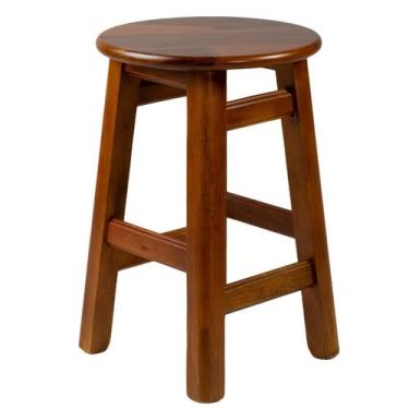 Imagem de Banqueta Baixa Banco Banquinho Madeira Redondo Cozinha 45cm - Só Mesas