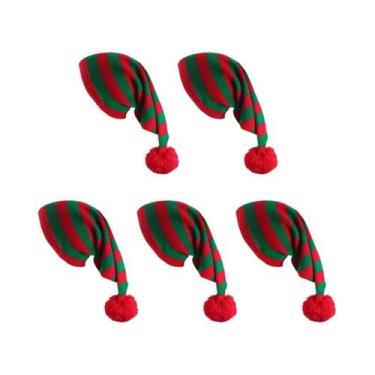 Imagem de Gorro De Natal Unissex Com Cauda Longa, Gorro De Tricô Com Pom Pom Jum