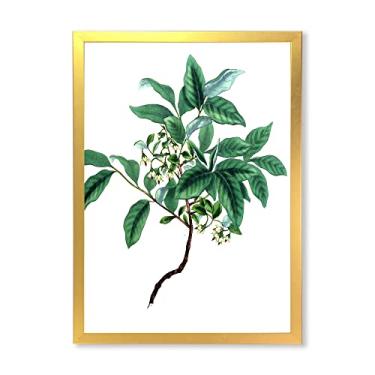 Imagem de DesignQ Arte de parede emoldurada tradicional vintage com folhas verdes IV