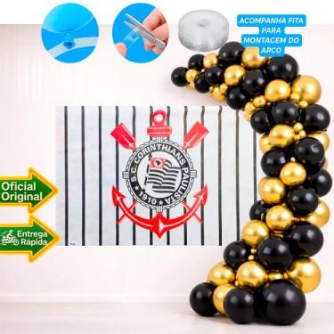 Imagem de Kit festa Corinthians Decoração Aniversário Painel+100 balão - Piffer 