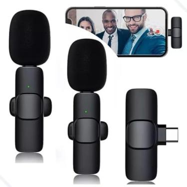 Imagem de Microfone de Lapela Sem Fio Bluetooth Kit 2 Microfonones Abafamento de Ruído Até 10 Horas Tempo de Trabalho Compatível com Camera, iPhone, Android, PC - Conexão Android e USB-C - Linha AGold Premium