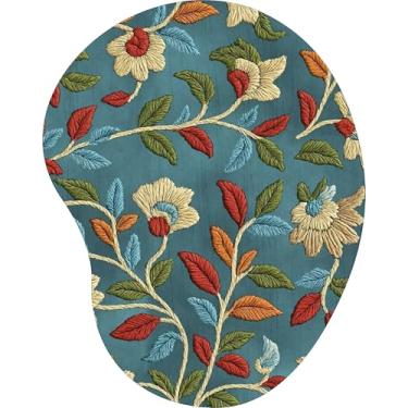 Imagem de Mouse Pad Ergonômico Gota Bordado Floral Ramos Verde e Laranja