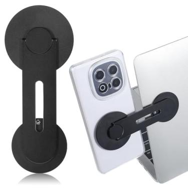 Imagem de Suporte magnético de telefone para laptop, suporte lateral autoadesivo, dobrável de 180°, suporte fino e ajustável para celular, acessórios compatíveis com dispositivos de computador e desktop