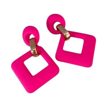 Imagem de Brincos Femininos Geométricos Quadrados E Redondos Em Cores Frescas, A