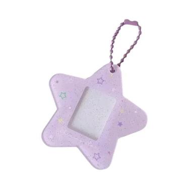 Imagem de Porta-Cartão De Acrílico Com Glitter Estrela De 1 Polegada, Chaveiro D
