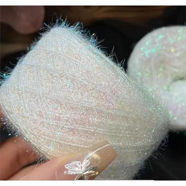 Imagem de Pacote com 2 fios de seda de vidro colorido, fio de lã, tricô à mão, faça você mesmo, boneca, suéter, chapéu, bolsa para fazer crochê, decoração de casa