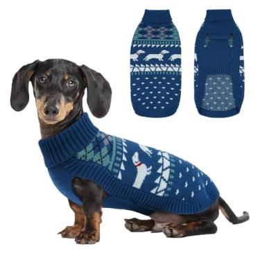 Imagem de Lelepet Suéter Dachshund, suéter de gola rolê para cães pequenos, casaco quente de malha para animais de estimação, roupas de dachshund para clima frio, roupa aconchegante de outono/inverno (XP-GG)