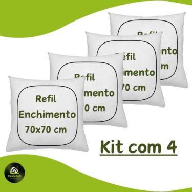 Imagem de Kit 4 Refil Enchimento De Almofada 70x70 Fibra Siliconada - bambusoft