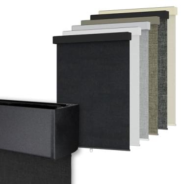 Imagem de Bliwans Persianas blackout para janelas, persianas de rolo sem fio Free-Stop com sanefa, persianas de tecido com isolamento térmico, proteção UV para casa, quarto, preto, 78,7 cm L x 183 cm A