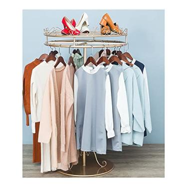 Imagem de Suporte de exibição de lenço, suporte giratório de armazenamento de chão, prateleira de armazenamento para organizar roupas e sapatos (cor: preto, tamanho: F) (ouro E)