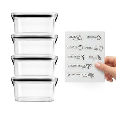 Imagem de Kits Porta-Alho e Porta-Cebola com Vedação Hermética, Pote Multiuso 460ml, Com Etiquetas, Porta Mantimentos com Click - Variações (4)