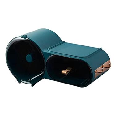 Imagem de Capa de caixa de papel higiênico montada na parede multifuncional organizador de armazenamento de banheiro suporte de papel (cor: verde 2) (verde 2) (verde 1)