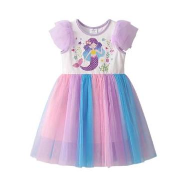 Imagem de Vestido De Princesa Sereia Para Meninas Pequenas, Roupa Confortável Pa