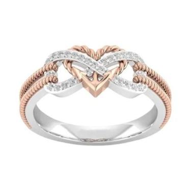 Imagem de Anel De Energia Magnético Em Forma De Coração Preto E Ouro Rosa Para M