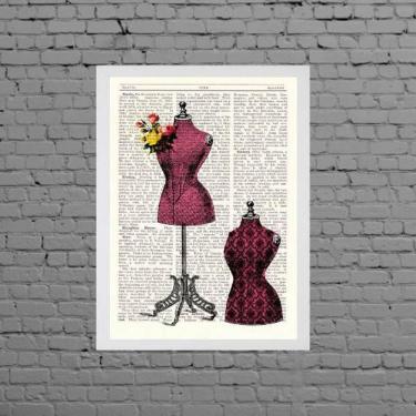 Imagem de Quadro Manequins Atelier De Costura 33X24Cm Moldura Branca