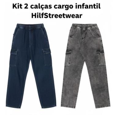 Imagem de Kit Calça Cargo Infantil 100% Algodão em Sarja/Jeans - NoBrand, Kit ca