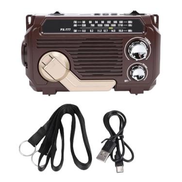 Imagem de Jectse Rádio de Emergência, Rádio Portátil de Manivela Solar Com Lanterna de Alto-falante 5.2 AM FM SW, para Emergência Interna e Externa (Café Profundo)