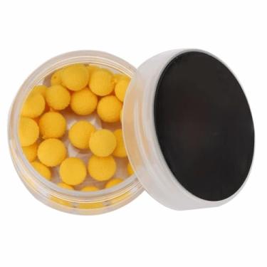 Imagem de 30 peças/caixa de espuma de pesca de carpa iscas macias de pellets – isca flutuante para equipamentos de cabelo e alimentador, pesca de carpa em água doce e salgada (amarelo 10 mm)