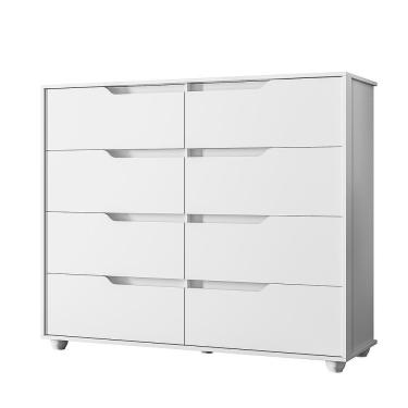 Imagem de Comoda Doble 8 Gavetas Quarto Branco Com Freijo Vistas Flex - Albatroz