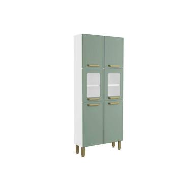 Imagem de Paneleiro Cozinha Modulado Bella c/ 6 Portas c/ Vidro 80cm Verde Bertolini