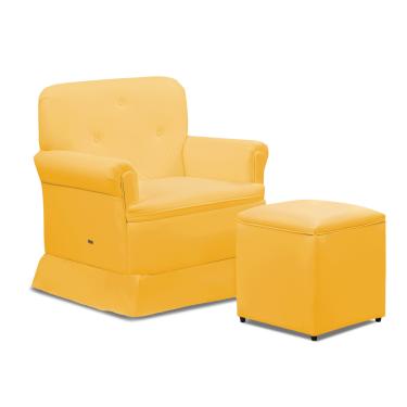 Imagem de Poltrona de Amamentação Base Balanço e Puff Lígia Sintético Amarelo E03 - D'Rossi
