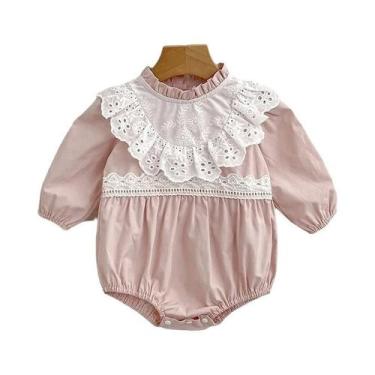 Imagem de Macacão Floral Rosa Para Bebês Meninas 0-24M, Roupa De Outono Para Rec