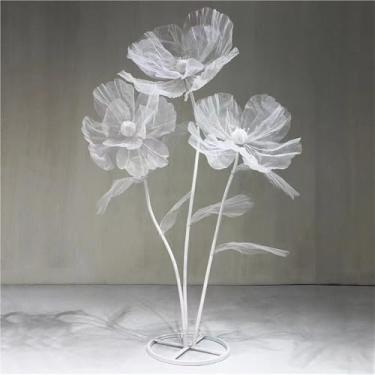 Imagem de Flores grandes de organza artificial - Flores falsas grandes para decoração de corredor, festa, jardim e casamento - Perfeito para decoração elegante e eventos