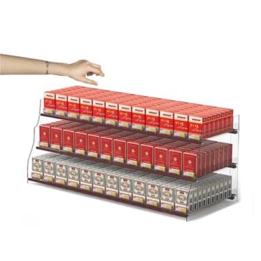 Imagem de Rack de cigarro de acrílico transparente multicamadas para lojas de conveniência e supermercados, suporte organizador de balcão de caixa de varejo, dimensões 44,5 x 29 x 33,5 cm
