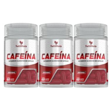 Imagem de Kit 3x Cafeína 200mg 60 Cápsulas Tuttiflora - TUTTIFLORA SUPLEMENTOS L