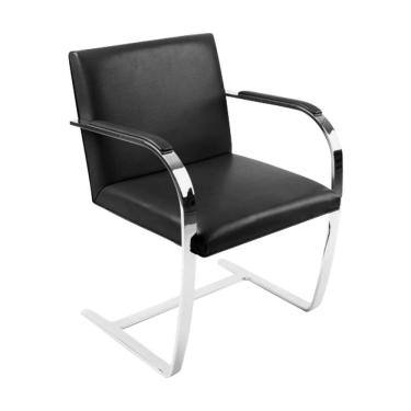 Imagem de Cadeira Brno Escritório Couro Sintético Preto Barra Chata Cromada