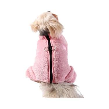 Imagem de Macacão De Inverno Quente Para Cães, Jaqueta De Pelúcia Macia Com Zípe