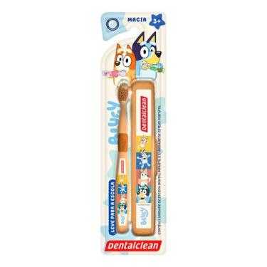 Imagem de Escova Dente Bluey com Estojo Porta Escova Escolar Dentalclean, Laranj