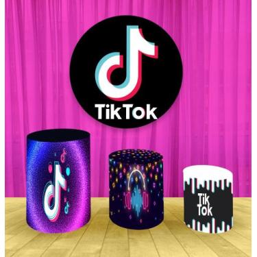 Imagem de Painel Redondo 1,50m E Trio Capa De Cilindro tik tok - Fantasia Brás, 