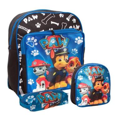 Imagem de Kit Mochila Infantil Menino Alça Costas Lancheira Reforçada - Plike