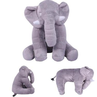 Imagem de Elefante Velboa Pelucia Baixa 60 cm Cinza Bebe Decoraçao - RG Shops